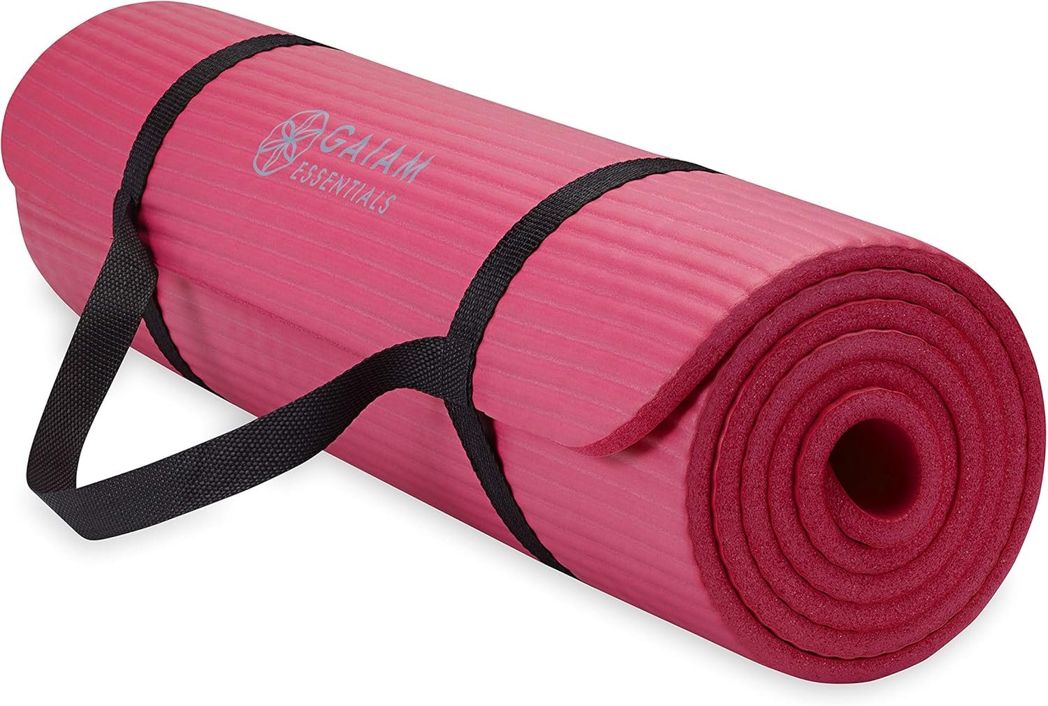 Gaiam Yoga Mat, Pilates & Exercise Mat, Thick 2/5″ (10mm) Workout Mat with Easy-Cinch Carrying Strap for Home & Gym Workouts