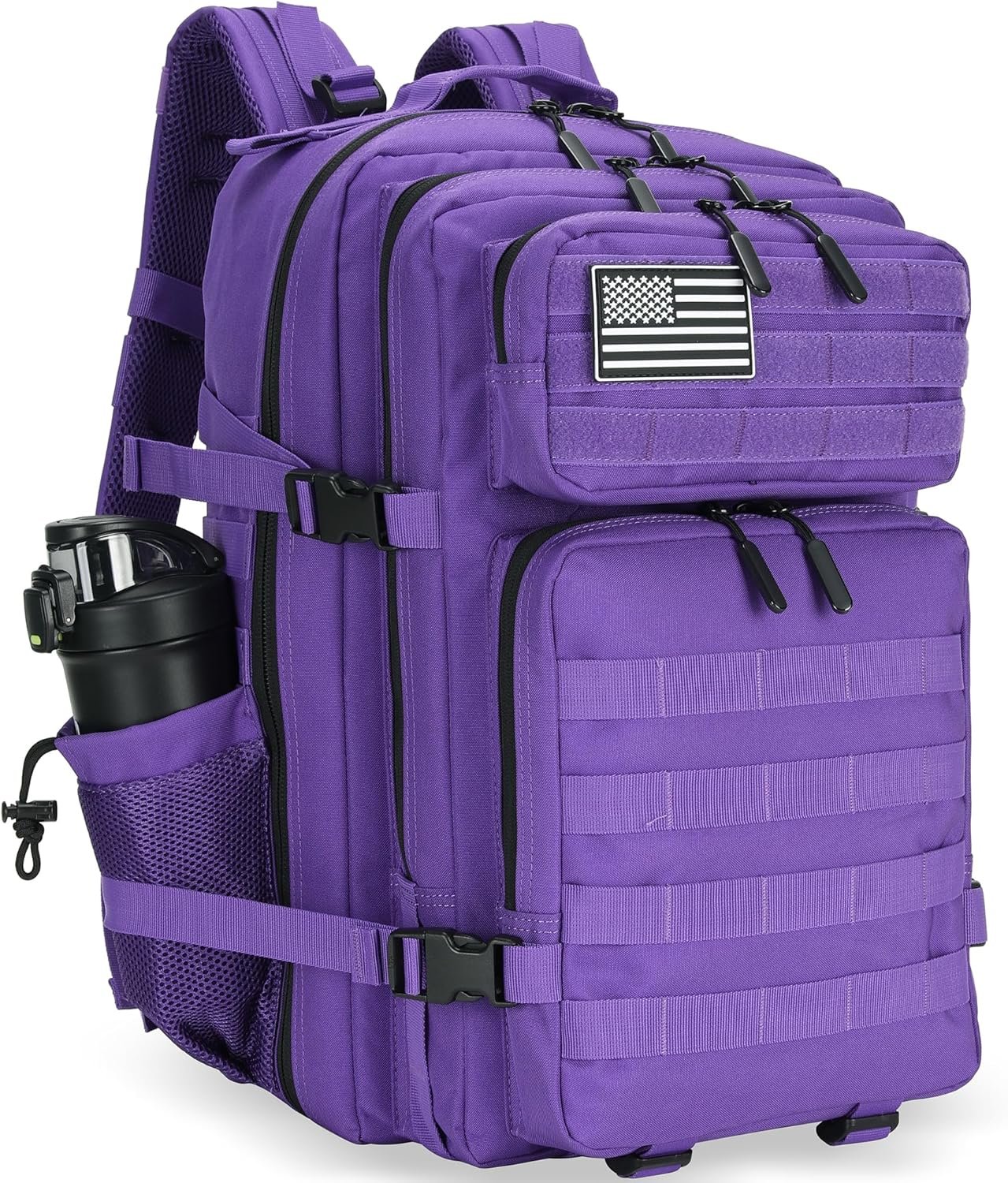 Lovelinks21 45L Tactical Assault Backpack 3 day assault pack with Molle Waterproof backpack Rucksack for Tactical Backpacks (Purple)