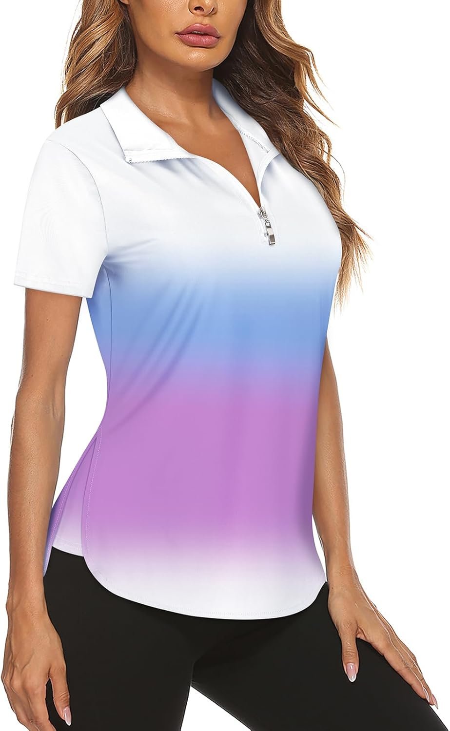 Koscacy Women’s Long Sleeve Golf Tennis Polo Shirts UPF50+ Half Zip Dry Fit Workout Tops Athletic Shirt